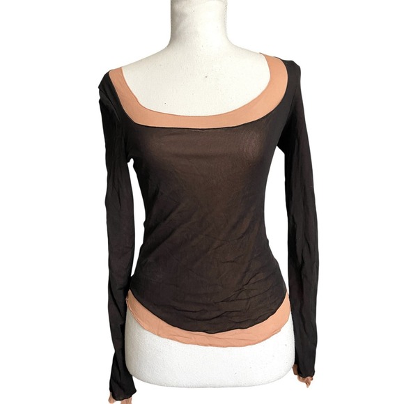 Intimately Free People Double Take Long Sleeve Layer Nylon Top Sz S Whimsigoth - Picture 2 of 12